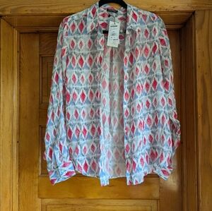 Stylish Women's Button Down Shirt in Pink and Gray